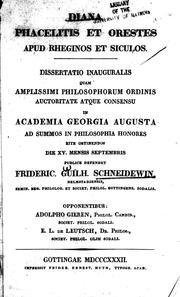 Cover of: Diana Phacelitis et Orestes apud Rheginos et Siculos by Publice defendet Frideric. Guilh. Schneidewin.