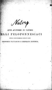 Cover of: Quos auctores in ultimis Belli Peloponnesiaci annis describendis secuti sint Diodorus, Plutarchus, Cornelius, Iustinus
