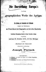 Cover of: Die Darstellung Europa's in dem geographischen Werke des Agrippa: Ein Beitrag zur Geschichte der Erdkunde