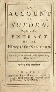 Cover of: An account of Sweden together with an extract of the history of that kingdom by Robinson, John Bishop of London