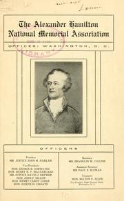Cover of: Alexander Hamilton national memorial association | Alexander Hamilton national memorial association, Washington, D.C