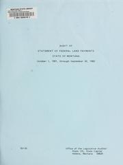 Cover of: Audit of statement of federal land payments, State of Montana, October 1, 1981, through September 30, 1982.