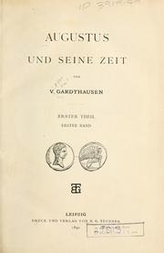 Cover of: Augustus und seine zeit by Viktor Emil Gardthausen
