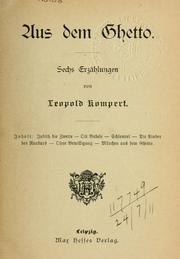 Cover of: Aus dem Ghetto. by Leopold Kompert