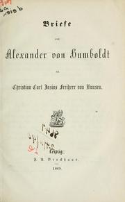 Cover of: Briefe an Christian Carl Josias von Bunsen.