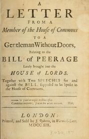 Cover of: A letter from a member of the House of Commons to a gentleman without doors by Molesworth, Robert Molesworth 1st viscount