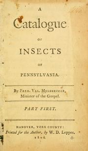 A catalogue of insects of Pennsylvania by Frederick Valentine Melsheimer