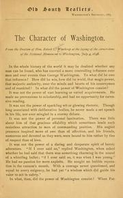 Cover of: The character of Washington by Robert Charles Winthrop