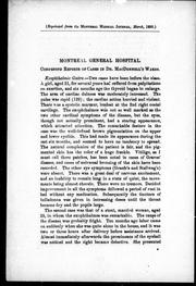 Cover of: Montreal General Hospital: condensed reports of cases in Dr. MacDonnell's wards.