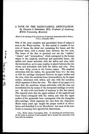 Cover of: A note on the radio-carpal articulation