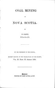 Cover of: Coal mining in Nova Scotia by by E. Gilpin.