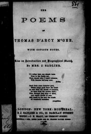 Cover of: The Poems of Thomas D'Arcy McGee by Thomas D'Arcy M'Gee, Thomas D'Arcy M'Gee