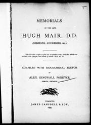 Memorials of the late Hugh Mair, D.D by Hugh Mair