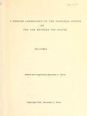 Cover of: A concise chronology of the principal events of the War Between the States.