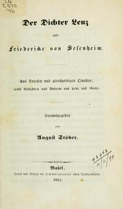 Cover of: Der Dichter Lenz und Friedericke von Sesenheim by August Stöber