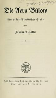 Cover of: Die aera Bülow