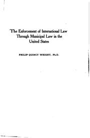 Cover of: The enforcement of international law through municipal law in the United States