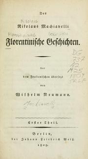Cover of: Florentinische Geschichten des Nikolaus Machiavelli by Niccolò Machiavelli