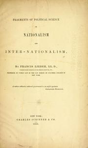Cover of: Fragments of political science on nationalism and internationalism.
