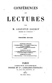 Cover of: Conférences et lectures by Augustin Cochin