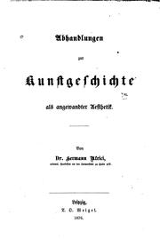 Cover of: Abhandlungen zur kunstgeschichte als angewandter aesthetik.