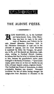 ...A bibliographical sketch of the Aldine press at Venice by Edmund Goldsmid