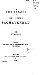 Cover of: bibliography of Dr. Henry Sacheverell.