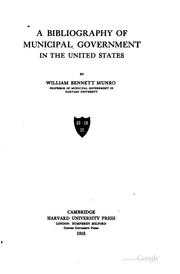 Cover of: bibliography of municipal government in the United States