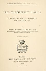 Cover of: From the Greeks to Darwin: an outline of the development of the evolution idea.