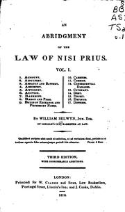 An abridgment of the law of nisi prius .. by Selwyn, William