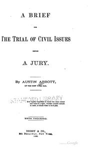 Cover of: brief for the trail of civil issues before a jury.