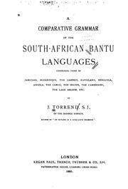 Cover of: A comparative grammar of the South African Bantu languages by J Torrend