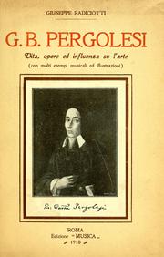 Cover of: G. B. Pergolesi by Radiciotti, Giuseppe, Radiciotti, Giuseppe