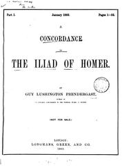 Cover of: A complete concordance to the Iliad of Homer by Guy Lushington Prendergast
