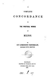Cover of: A complete concordance to the poetical works of Milton. by Guy Lushington Prendergast