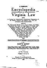 Cover of: A complete encyclopedia of Virginia law by Samuel Need Hurst