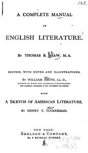 Cover of: A complete manual of English literature by Thomas B. Shaw