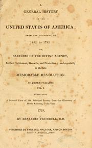 Cover of: A general history of the United States of America