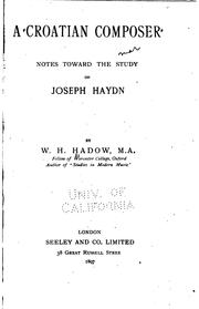 Cover of: A Croatian composer by William Henry Hadow