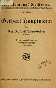 Cover of: Gerhart Hauptmann.