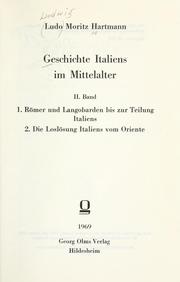 Cover of: Geschichte Italiens im mittelalter: von Ludo Moritz Hartmann ...