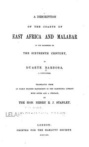 Cover of: description of the coasts of East Africa and Malabar in the beginning of the sixteenth century