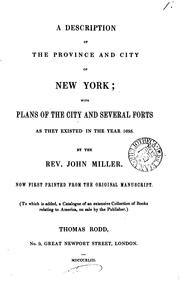 Cover of: A description of the province and city of New York