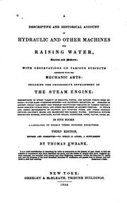 Cover of: A descriptive and historical account of hydraulic and other machines for raising water, ancient and modern