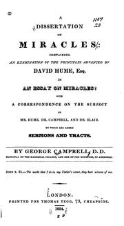 Cover of: A dissertation on miracles by George Campbell