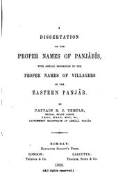 Cover of: A dissertation on the proper names of Panjâbîs by Richard Carnac Temple
