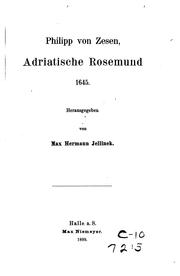 Cover of: Adriatsche Rosemund.