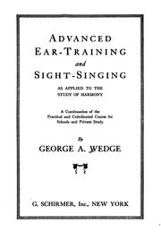 Cover of: Advanced ear-training and sight-singing as applied to the study of harmony