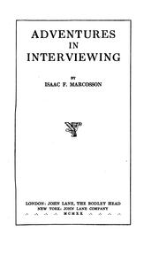 Cover of: Adventures in interviewing