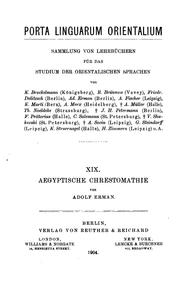 Cover of: Aegyptische chrestomathie by Adolf Erman